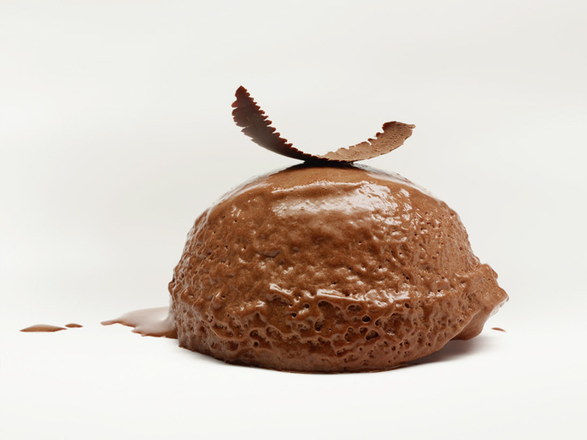 Dark chocolate mousse with cacao bean cacao sablé biscuits