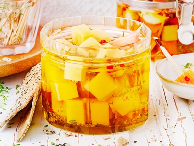 Marinated Comté cubes